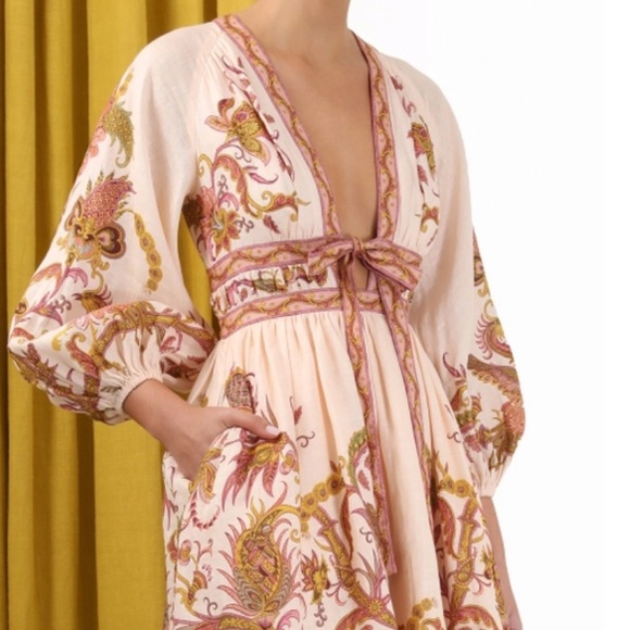 Zimmerman cassia plunge bow mini dress size 1 - Picture 4 of 10